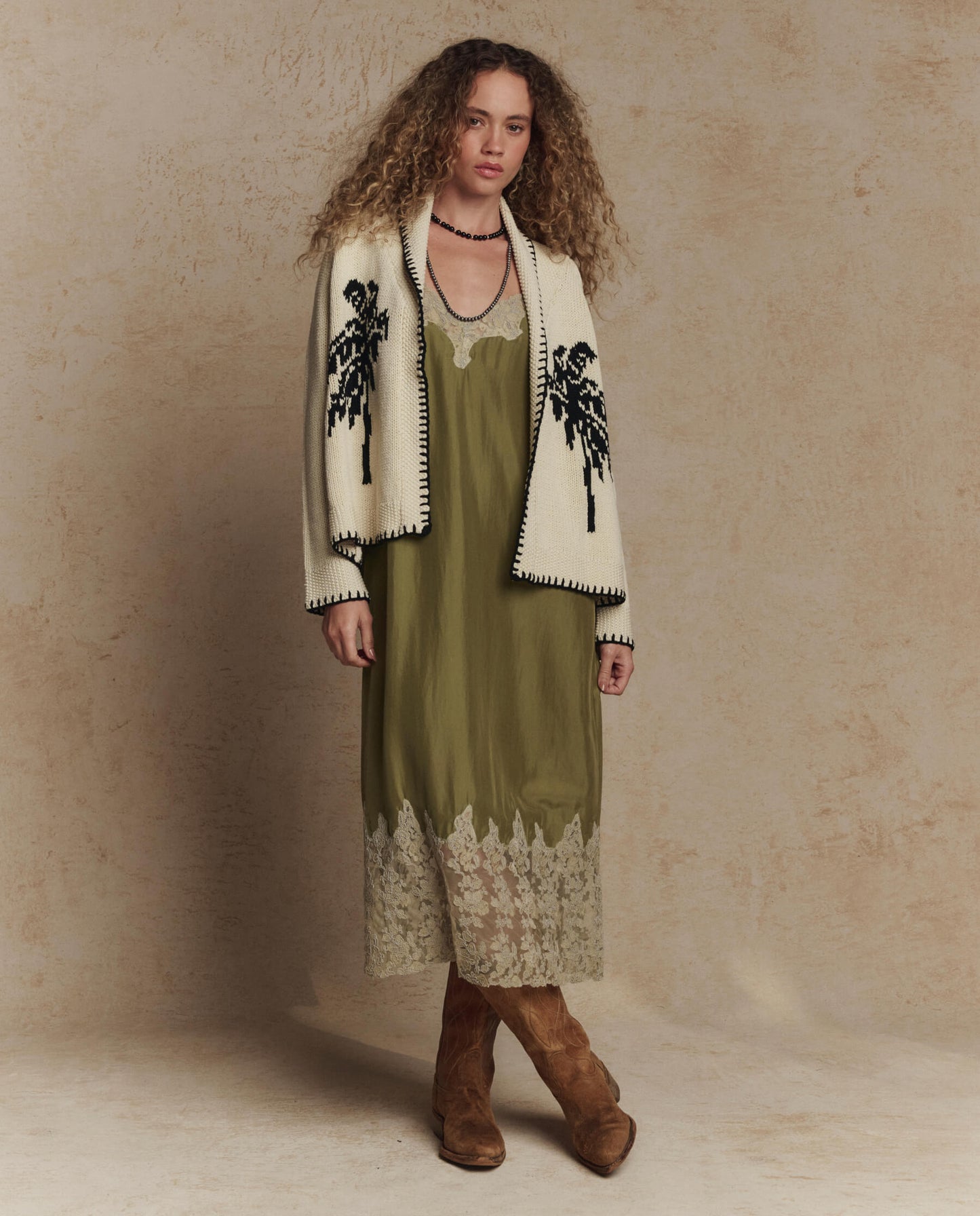 The Palm Lodge Cardigan. -- Cream